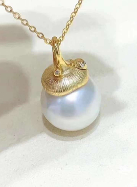 DIY珍珠小配件 S925纯银吊坠空托 遮瑕款玉石挂坠 配9-12mm圆巴珠