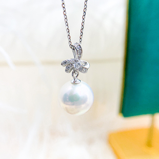 DIY珍珠小配件 S925纯银吊坠空托 时尚款银饰项链坠 配9-13mm圆异