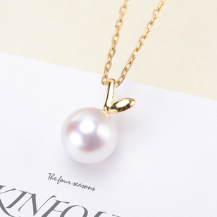 项链坠女配7 圣诞苹果款 9mm圆 S925纯银珍珠吊坠空托 DIY珍珠配件