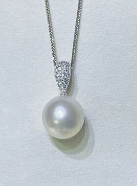 DIY珍珠配件 S925 纯银吊坠空托 万能扣金色银色项链坠 10-14mm圆