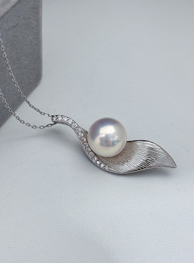 DIY珍珠配件 S925 纯银吊坠空托 金色银色项链坠 配10-13mm圆巴珠