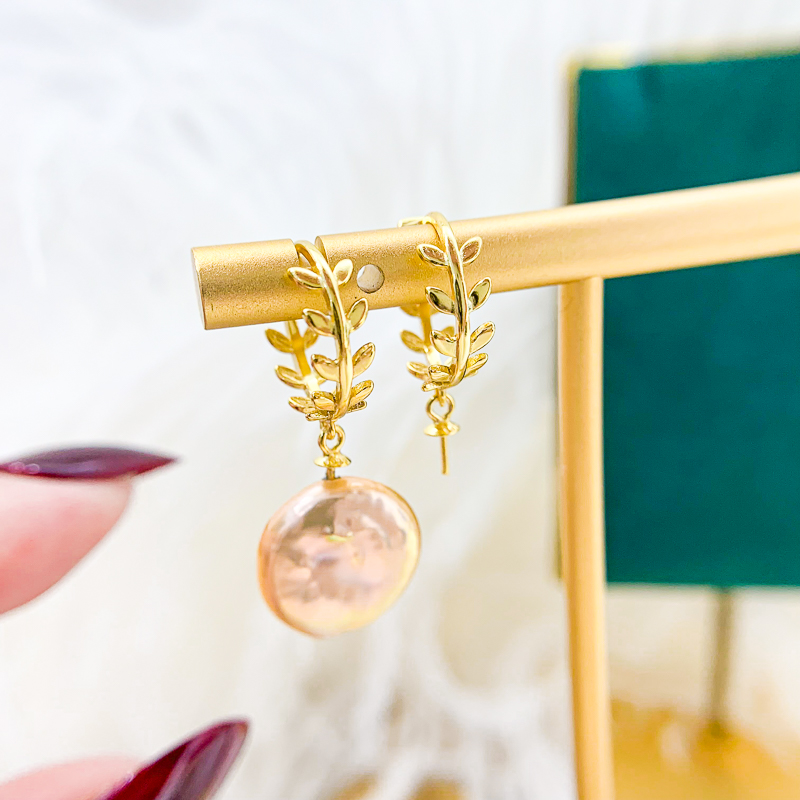 diy珍珠耳钉银色小配件