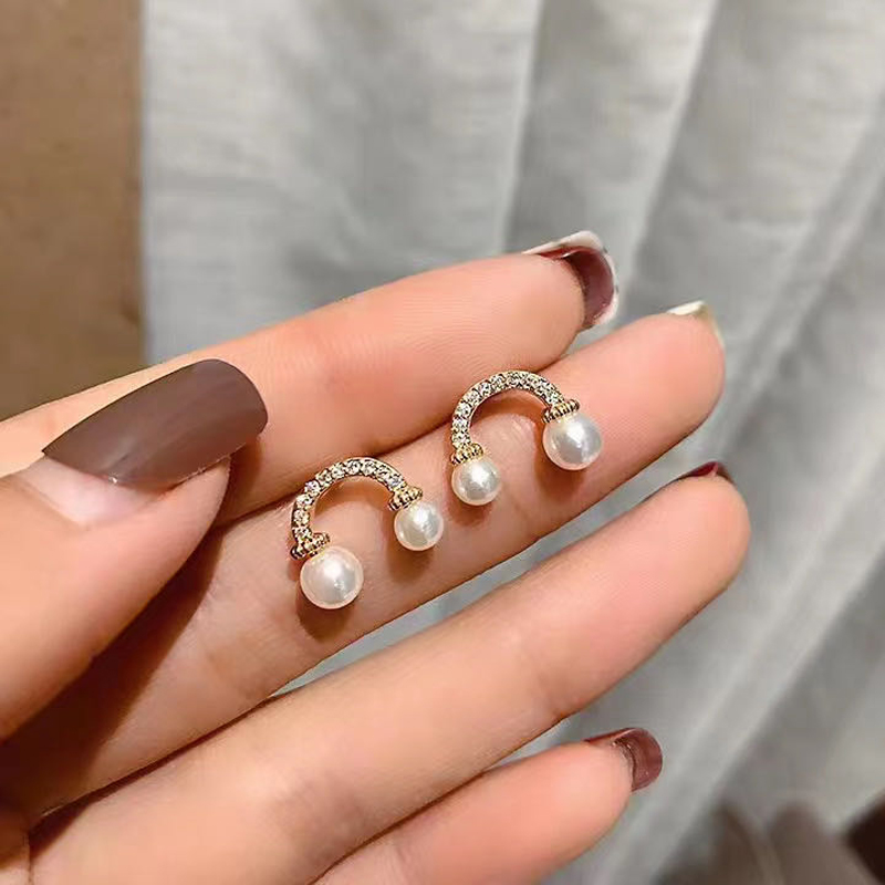 diy纯银耳钉时尚风珍珠