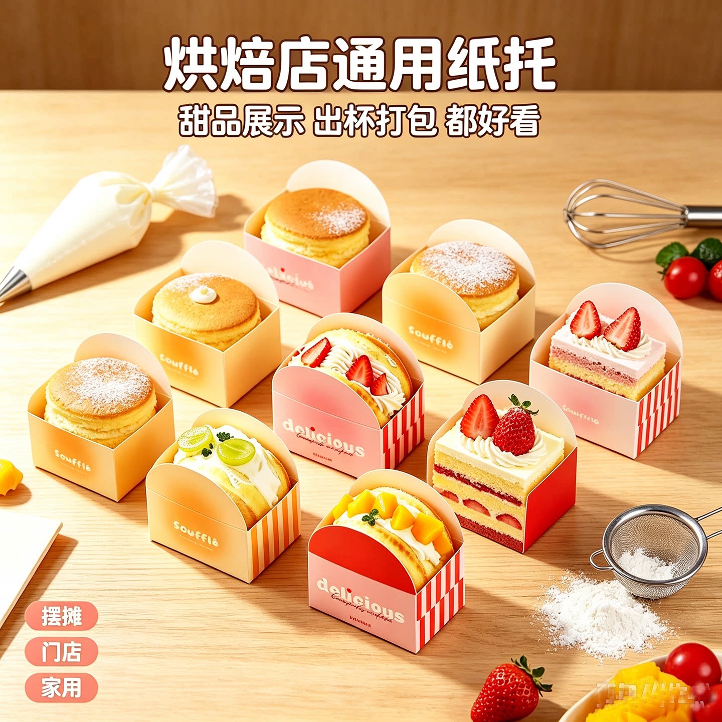 舒芙蕾专用纸托烘焙甜品打包盒