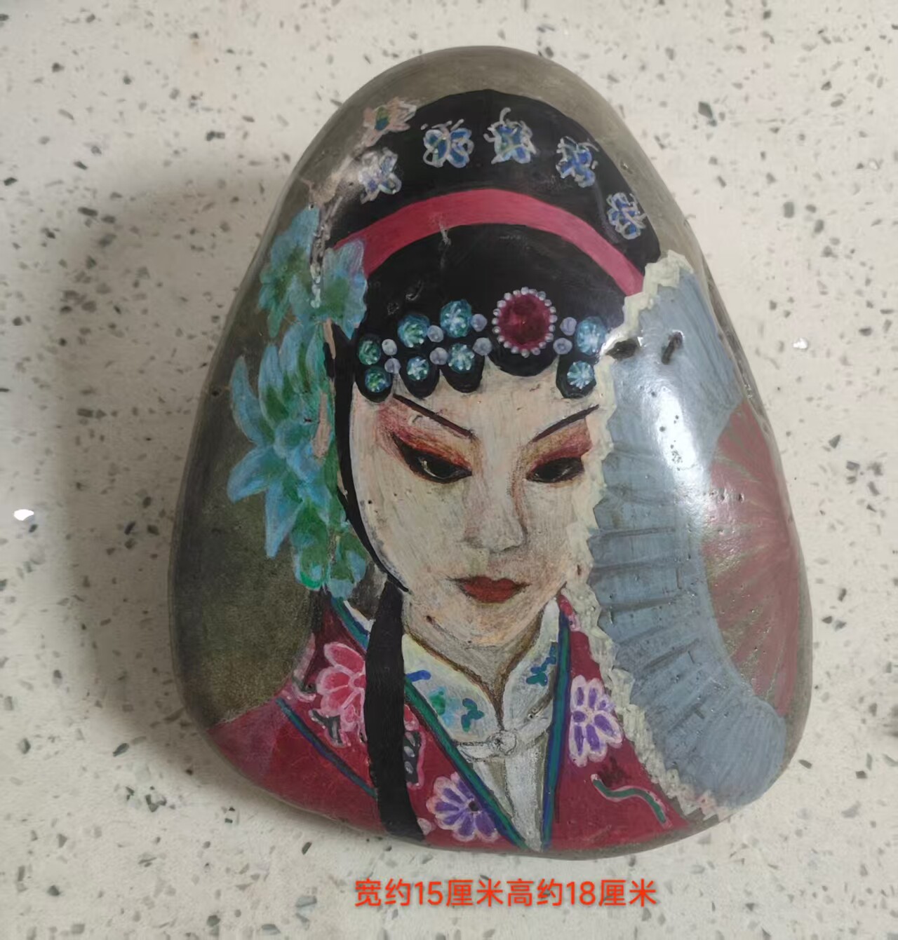 纯手绘京剧脸谱石头画成品摆件创意礼物防水不掉色自摆件