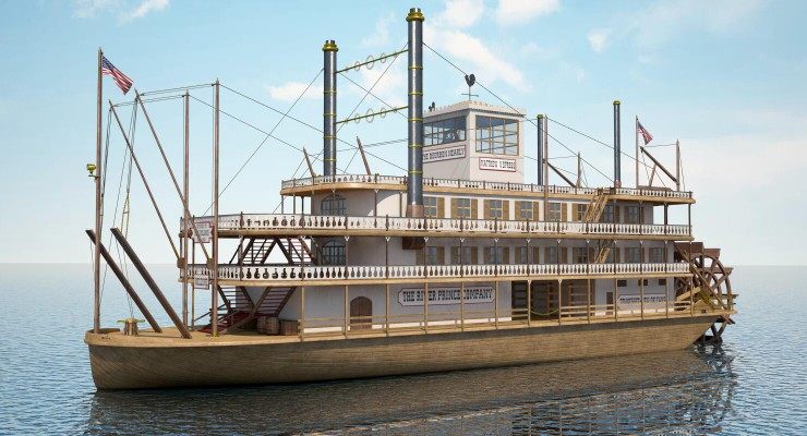 世铖模型 实木帆船拼装套材 密西西比号明轮船 1:100