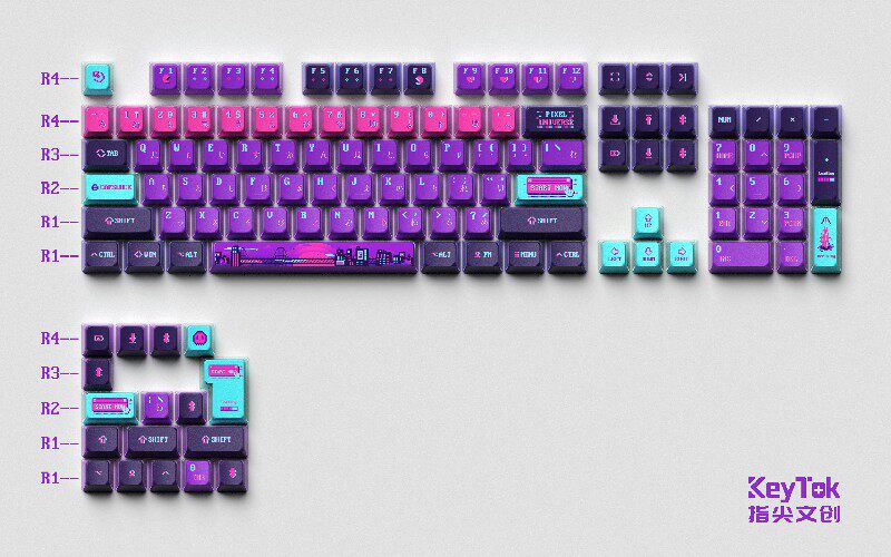 [ZD] FINGERTIP CREATIVE PIXEL UNIVERSE PBT 승화 OEM 측면 반투명 2색 주입 키캡