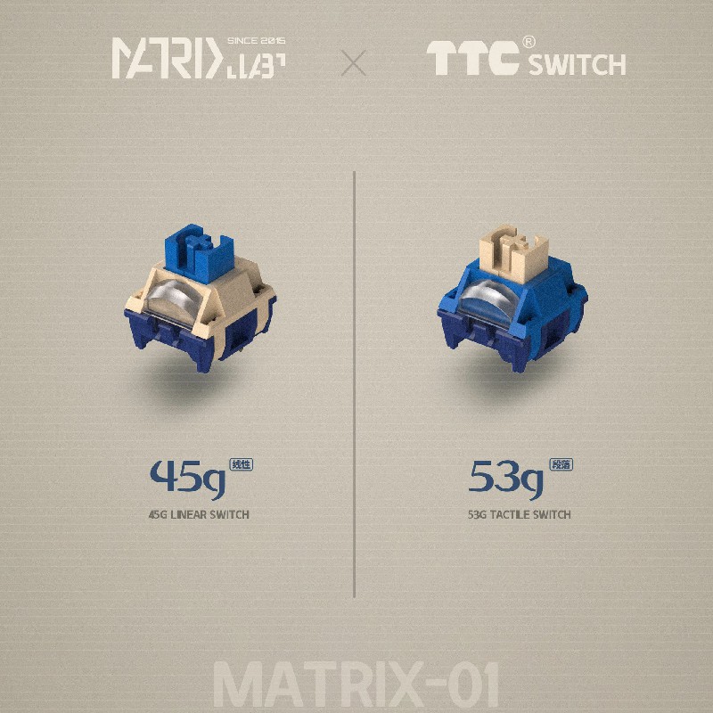 客制化机械键盘 TTC Matrix 01 线性 段落 45g53g 定制轴