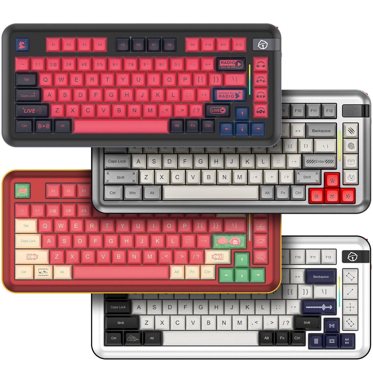 【zd】qeeke studio 奇趣喵kr-081机械键盘81键75%三模gasket套件