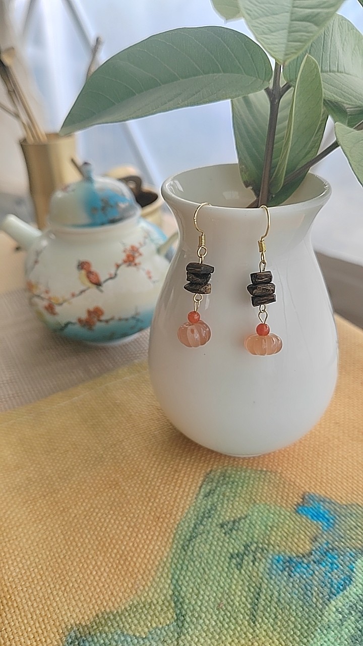 原创手作沉香耳环女复古新中式个性小众设计感高级气质耳坠,饰品/流行首饰/时尚饰品新,沉香,淘宝优惠券,粉丝福利购,淘宝优惠卷