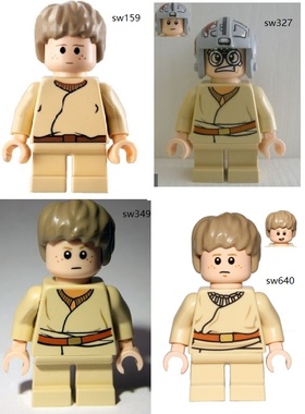 乐高LEGO sw159 sw327 sw349 sw640星球大战小阿纳金塑料拼装积木