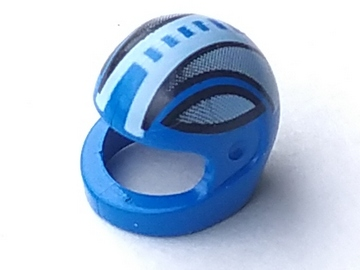 LEGO 2446pb13乐高零件配件 赛车手头盔蓝黑条纹蓝色全新正品