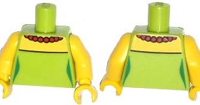 LEGO乐高973pb1669c01莱姆绿色女士戴红色项链礼服身体塑料拼装新