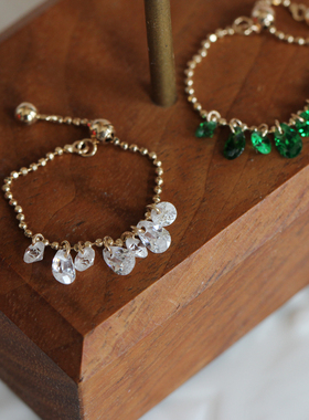 订货无折兔兔纯14K金抽拉戒指可调节 批角珠多坠流苏软戒星光如雨