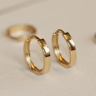 现货无折兔兔纯14K金方边懒人耳环多尺寸 简约耳骨小圈7mm9mm内径