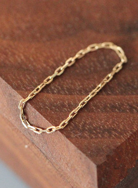 现货无折韩国纯14K金软戒 细链条指环隐形戒指无感一根金线不用摘