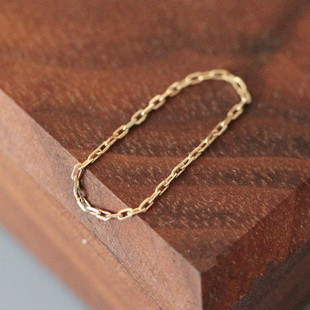 现货无折韩国纯14K金软戒 细链条指环隐形戒指无感一根金线不用摘