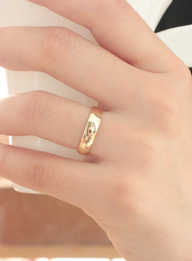 现货 韩国纯14K黄金戒指金镏子 厚实质感光圈情侣指环 不褪色宽面