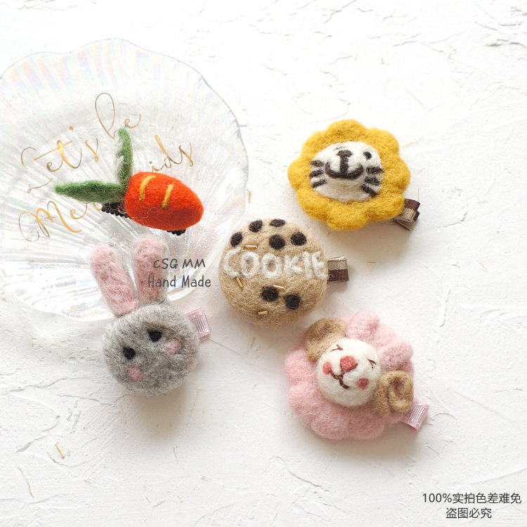 韩国儿童发饰 羊毛卡通动物兔子宝宝发夹 童卡子发卡幼儿女童头饰