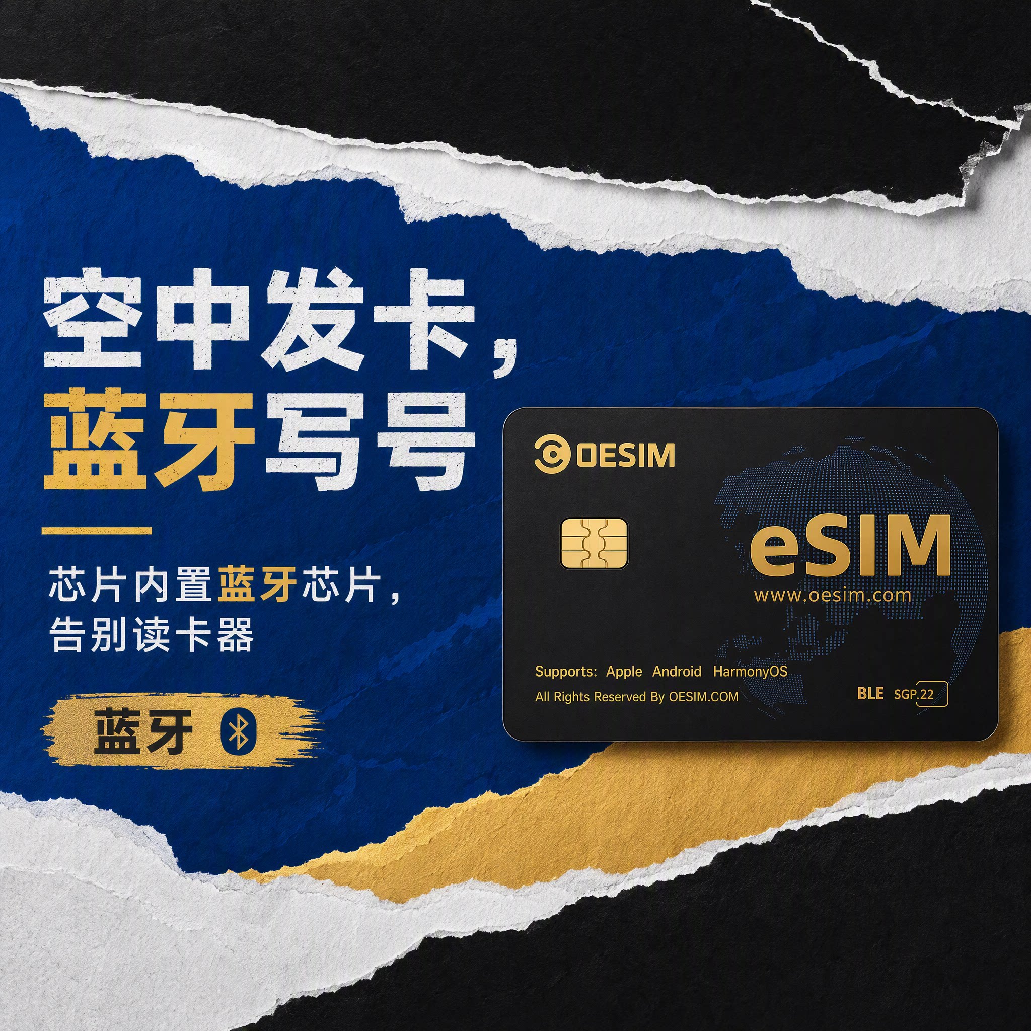 OeSIM转实体卡蓝牙版BLE+STK【黑金版】苹果/安卓/鸿蒙免读卡器