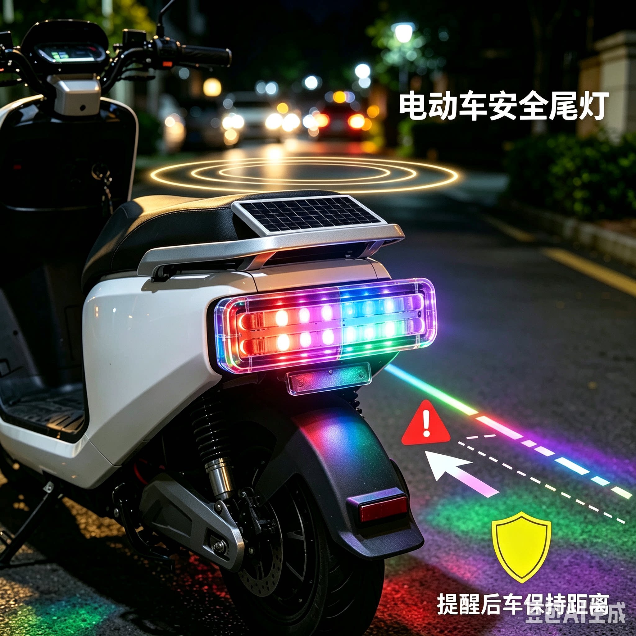 电动摩托车汽车自行车防追尾灯夜间骑行安全警示灯太阳能爆闪尾灯
