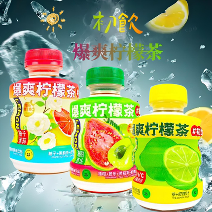 初饮爆爽柠檬茶饮品小瓶装300g0蔗糖0脂肪夏季清爽整箱果味饮料