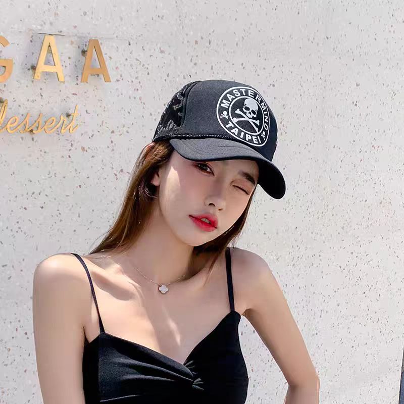原外贸订单韩版鸭舌情侣嘻哈潮MASTERMIND骷髅头网帽货车帽男女帽