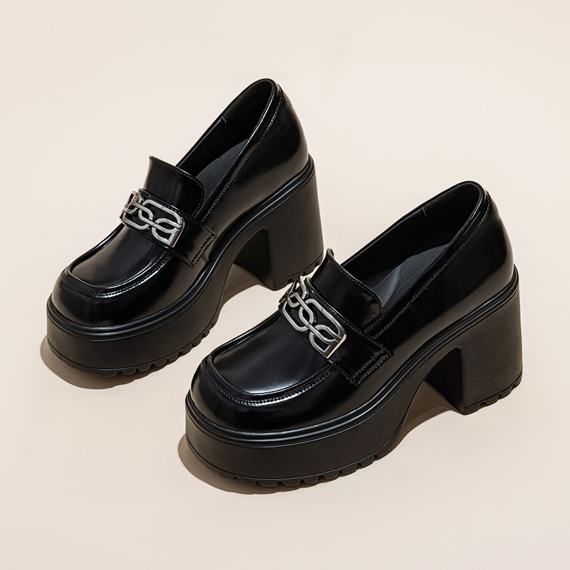 粗跟高跟小皮鞋女2025春季