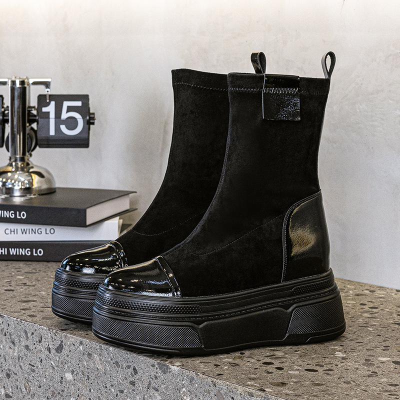 内增高马丁靴女2024秋冬新款