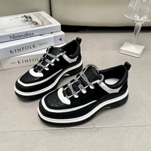 7cm内增高小香风黑白拼色熊猫鞋 子 2026春夏厚底百搭运动休闲板鞋