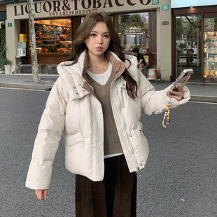 95白鸭绒羽绒服女短款外套冬季加厚保暖好看韩系米白高端2025新款