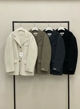 much more韩国东大门代翻盖口袋羊毛羊驼毛手工大衣外套