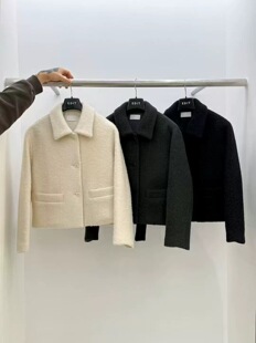 现货韩代东大门edit女2025冬季简约气质小香风短款羊毛大衣外套