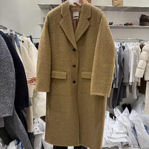 东大门冬季西服领羊毛羊驼毛大衣
