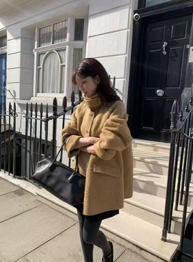 现货韩国东大门vergamot贝贝羊驼毛双面手工羊毛大衣外套中长款女