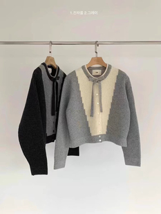 现货 egg 韩国东大门代2025秋冬新款 条纹休闲百搭针织毛衣T恤