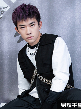 黑玛瑙银圆珠项链男女易洋千玺款