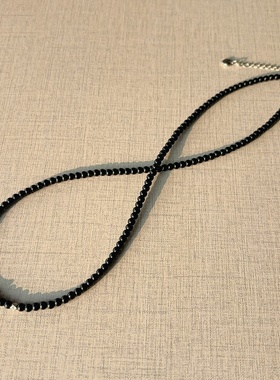 简约气质黑色玛瑙纯银骨头项链女百搭网红款细链条家有宠物饰品