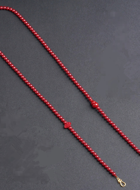 原创朱砂项链女帝王砂毛衣链简约时尚百搭男佛牌长短双挂扣链高档