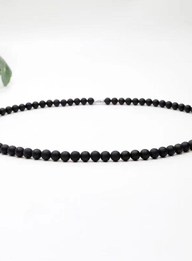 原创极简天然黑玛瑙佛珠链情侣