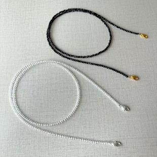 黑尖晶石项链女包挂白水晶锁骨链简约男佛牌长短挂链学生校牌绳链