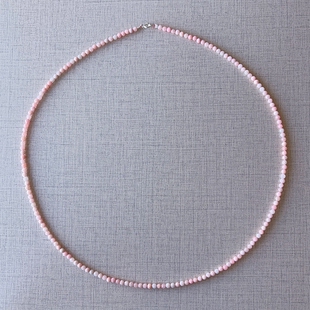 天然粉澳宝项链3mm项圈baby刻面尖晶珠精致百搭女款简约银颈链INS