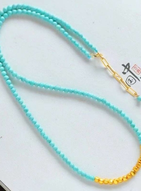 碎银绿松石圆珠锁骨链女珍珠