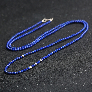 原创天然青金石项链男女简约个性INS克莱因蓝baby细挂链客定时尚