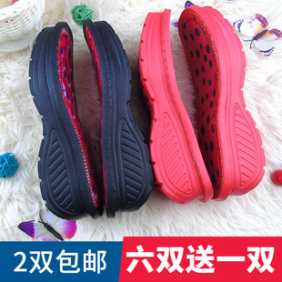 孺子牛黑色红色翘翘坡跟毛线保暖棉鞋拖鞋底防滑耐磨泡精丝面包邮