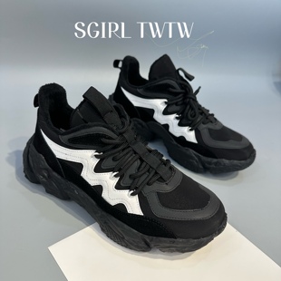 加绒老爹鞋 特价 女 twtw秋冬软底显脚小拼色百搭增高运动棉鞋 sgirl