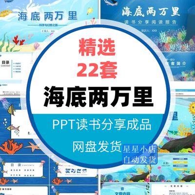 学生必读名著海底两万里PPT导读汇报告读书分享会课件模板有内容