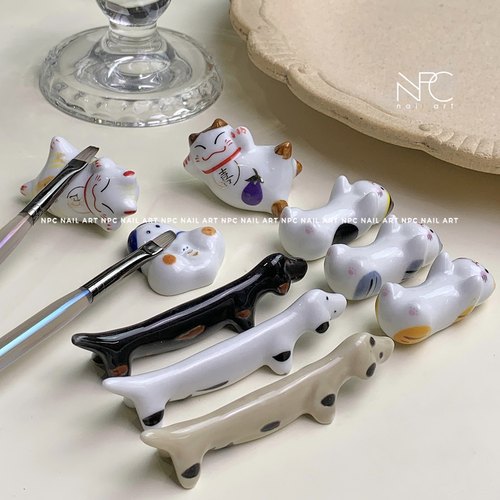 NPC躺平猫招财猫直细狗美甲笔架