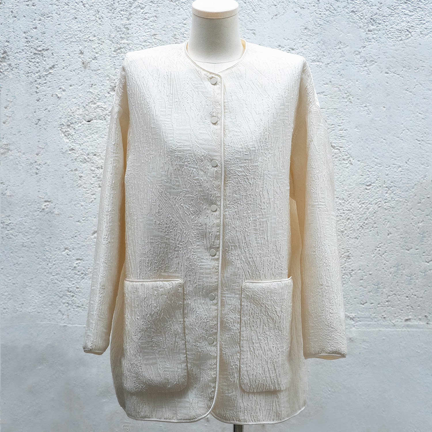 高端定制含蚕丝面料 极简棉服外套 薄棉衣 两面穿宽松中长款女