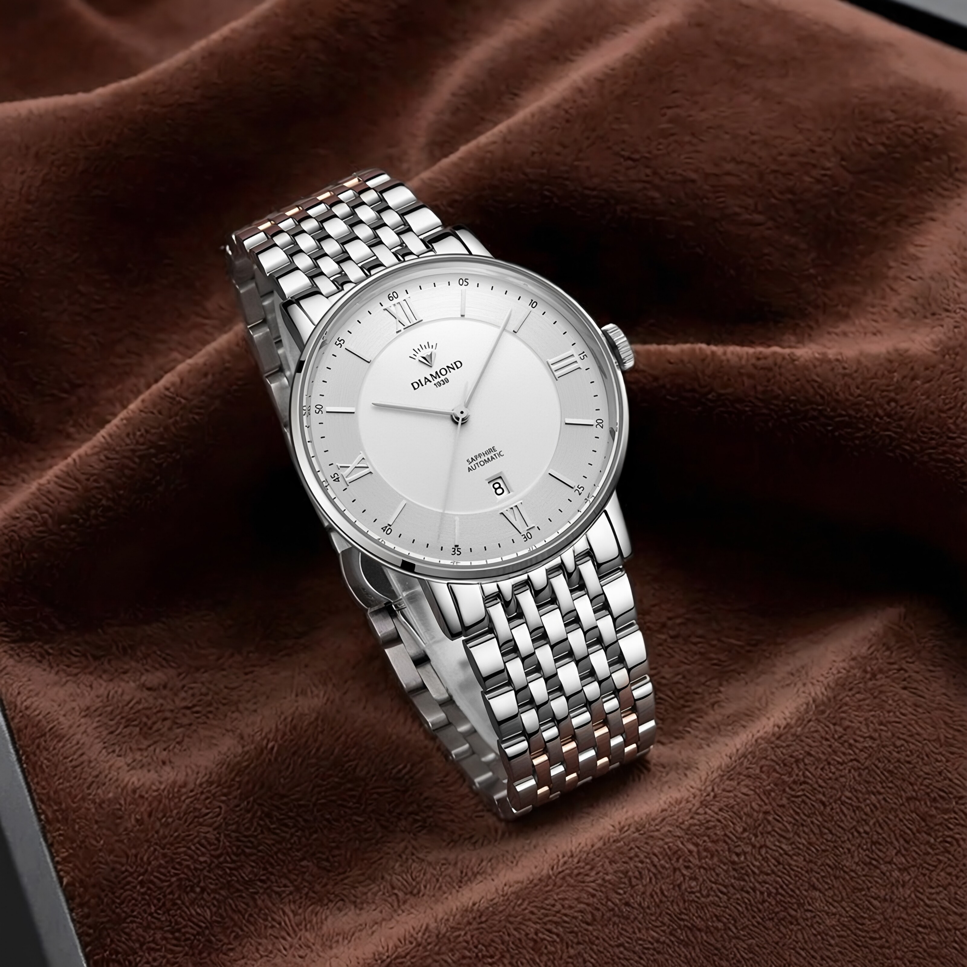 上海钻石手表男机械表自动精日历正品3300男式3310简约老年人手表